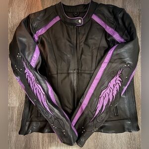 Milwaukee Leather - Large Women's Black and Purple Leather Jacket